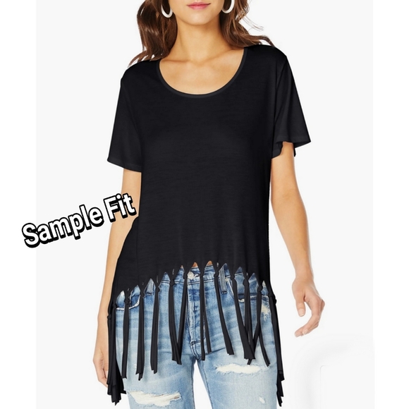 MICHAEL STARS Brixton Fringe Black Reversible Top OS One Size - Picture 2 of 6